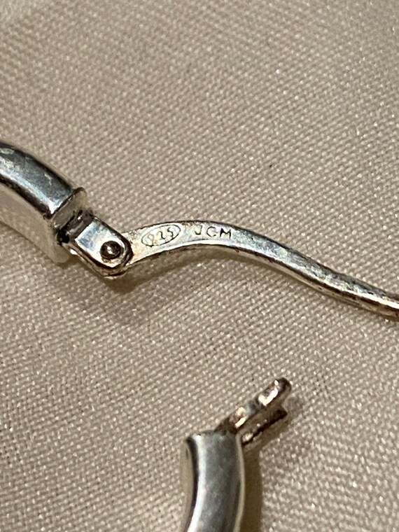 Large Rounded Rectangle Sterling Silver Hoop Earr… - image 4