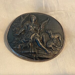 RARE Antique French &quot;Diana The Huntress&quot; Sterling Silver Pendant/Brooch