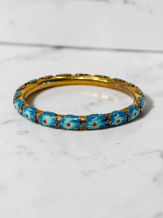 Antique Chinese Floral Champlain Bangle