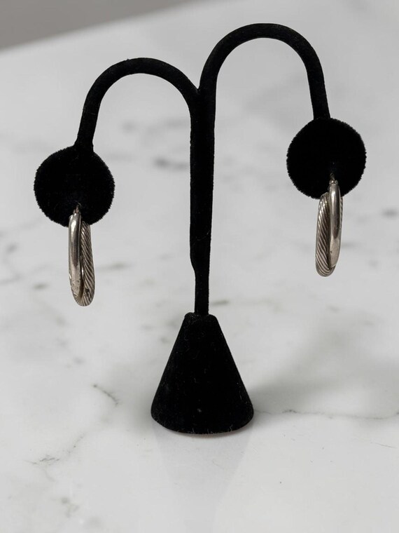 Sterling Silver Double Oval Hoop Earrings View 2