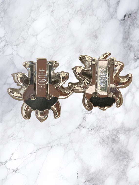 Vintage Bogoff Rhinestone Clip On Earrings - image 3