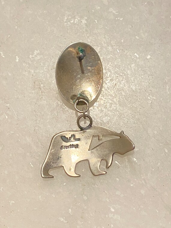 Vintage Zuni Sterling Silver Bear Earrings - image 2