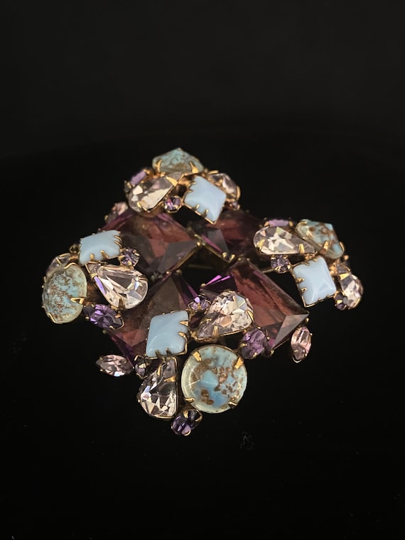 Broche Signée Henry - Strass Et Pâtes De Verre - Résine - Occasion