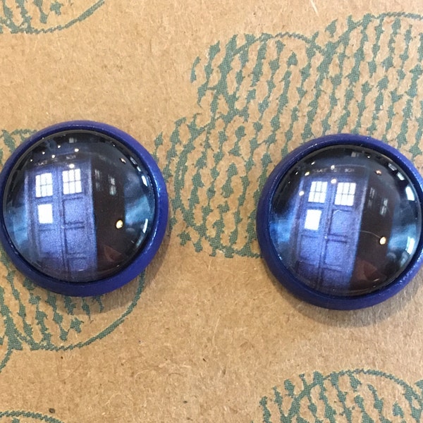 Police box stud earrings