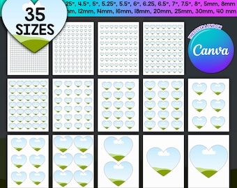 Heart Template Bundle, Heart Editable Canva Template, Blank Heart Collage sheet, Printable Heart Label Sheet, Photo locket Valentine gift