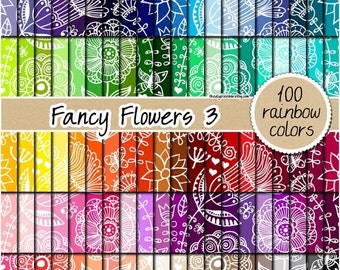 SALE 100 heart damask digital papers rainbow elegant romantic girly scrapbooking kit pattern printable 12x12 pastel neutral bright dark