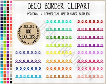 SALE 100 SEAMLESS LOOP clipart divider sticker rainbow loop border cute printable digital planner decorative sticker Commercial use clipart