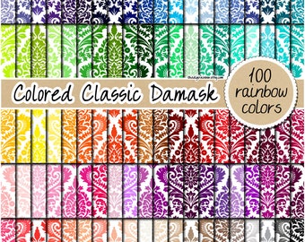 100 damask digital paper wedding digital paper rainbow damask background printable damask pattern elegant digital paper pastel bright