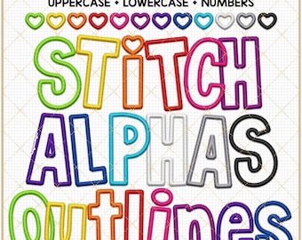 Faux Embroidery Alphabet PNG, realistic Stitch patch letter, fill your own blank alpha outlines, Rainbow commercial use sublimation design