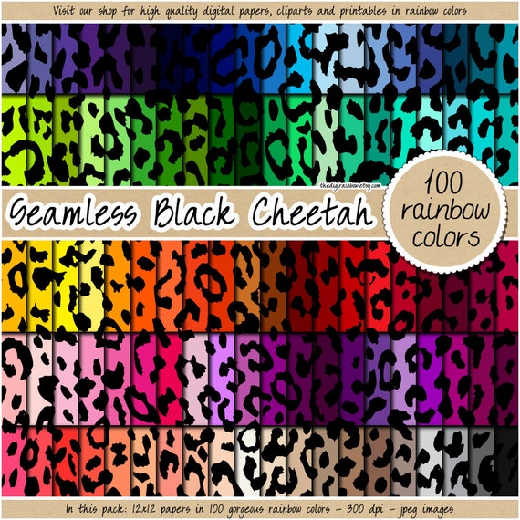 100 Rainbow Cheetah Digital Paper Seamless Leopard Pattern Safari  Background Animal Print Panther Pastel Neutral Bright Commercial Clipart 