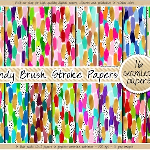 SEAMLESS brush strokes digital paper trendy paint streaks pattern bright preppy messy background gold dalmatian coquette sublimation design