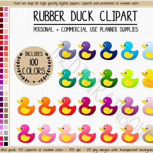100 imagens de patinhos de borracha, papel digital, imagens de patinhos para banho de bebê, adesivos de patinhos, imagens de bebês meninos, adesivos de bebês meninas, adesivos de arco-íris para planner de bebê. imagem 1