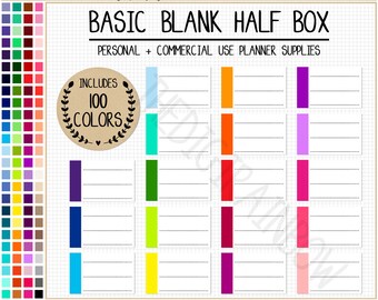 SALE 100 LINED half box planner sticker blank checklist clipart rainbow digital sticker lined sticker printable blank sticker Erin Condren