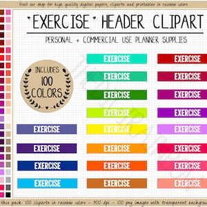 SALE 100 EXERCISE planner sticker workout planner sticker weight loss printable stickers rainbow Erin Condren Planner Commercial use clipart