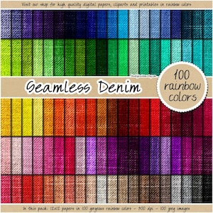 VERKOOP 100 digitale denim papier spijkerbroek digitaal papier roze jean denim textuur wassen stof regenboog denim achtergrond pastel jean denim clipart