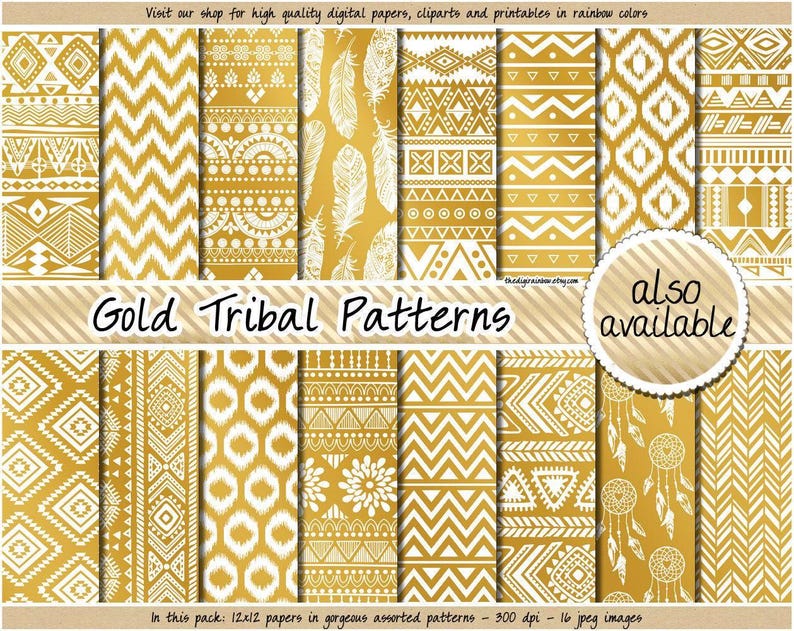 SALE gold digital paper golden digital paper gold foil printable paper gold chevron stripes polka dot gold clipart gold pattern gold sticker image 2