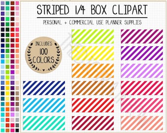 SALE 100 Stripes quarter box clipart rainbow quarter box printable planner sticker Erin Condren Happy Planner Commercial use planner clipart