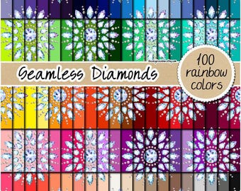SALE 100 seamless diamond digital paper diamond clipart gemstones pattern iridescent background rainbow printable scrapbook pearl clipart