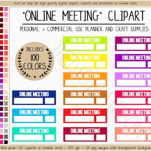 VENTA 100 pegatinas para planificador de reuniones en línea, pegatinas digitales para reuniones virtuales, pegatinas de trabajo, pegatinas de Google Meet, Microsoft Teams, Goodnotes, imágenes prediseñadas.