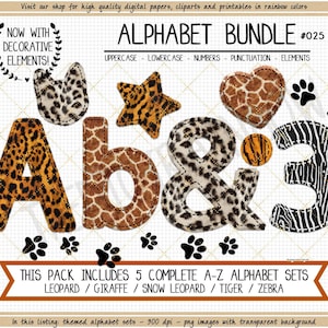 Animal Print Alphabet Leopard alphabet safari clipart zebra alphabet leopard monogram PNG Faux Applique alphabet faux fur leopard print