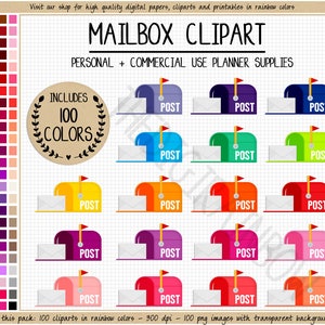 VENTA 100 BUZÓN clipart pegatinas de buzón pegatinas de oficina postal clipart de sobre clipart de oficina postal icono de buzón arcoiris Erin Condren MAMBI