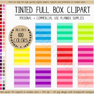 Verkauf 100 getönte volle Box-Sticker ombre Clipart voller Box druckbare Planner Aufkleber Erin Condren Mambi Happy Planner KOMMERZIELLE NUTZUNG