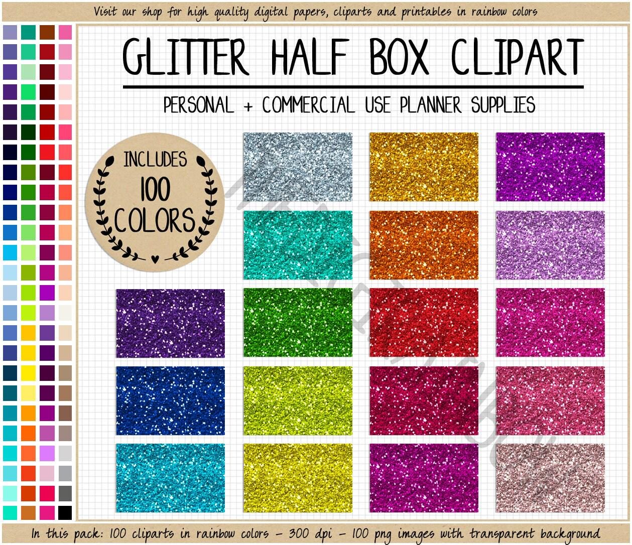 SALE 100 GLITTER Half Box Sticker Printable Glitter Sticker Rainbow ...