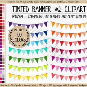 SALE 100 Dreieck Banner Clipart Regenbogen Banner Aufkleber digitale Banner druckbare Girlande Wimpelkette Dreieck Flagge Clipart Deko Aufkleber