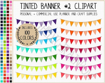 SALE 100 Dreieck Banner Clipart Regenbogen Banner Aufkleber digitale Banner druckbare Girlande Wimpelkette Dreieck Flagge Clipart Deko Aufkleber