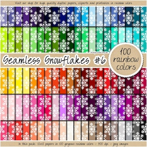 100 Schneeflocken digitales Papier nahtlos Weihnachten digitales Papier druckbar Winter Hintergrund Sterne Muster Regenbogen Hintergrund pastell neutral hell