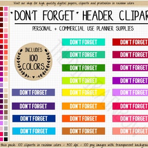 SALDI 100 adesivi per planner NON DIMENTICARE adesivi per planner promemoria adesivi per planner lista delle cose da fare adesivi per planner arcobaleno stampabili clipart per planner Erin Condren