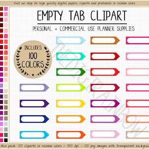 VERKOOP 100 BLANCO TABBLAD clipart regenboog tabblad stickers heldere planner stickers pijl clipart afdrukbare planner tabblad vlag clipart pijl clipart Eclp