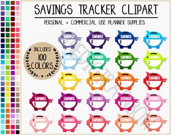 SALE 100 SAVINGS digital sticker money tracker stickers piggy bank clipart Erin Condren Goodnotes weekly monthly cash savings commercial use