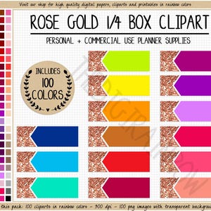 100 ROSE GOLD Glitzer Aufkleber Metallic Aufkleber Viertel Box Planner Sticker Printable Erin Condren Hobonichi Goodnotes Kommerzielle Nutzung