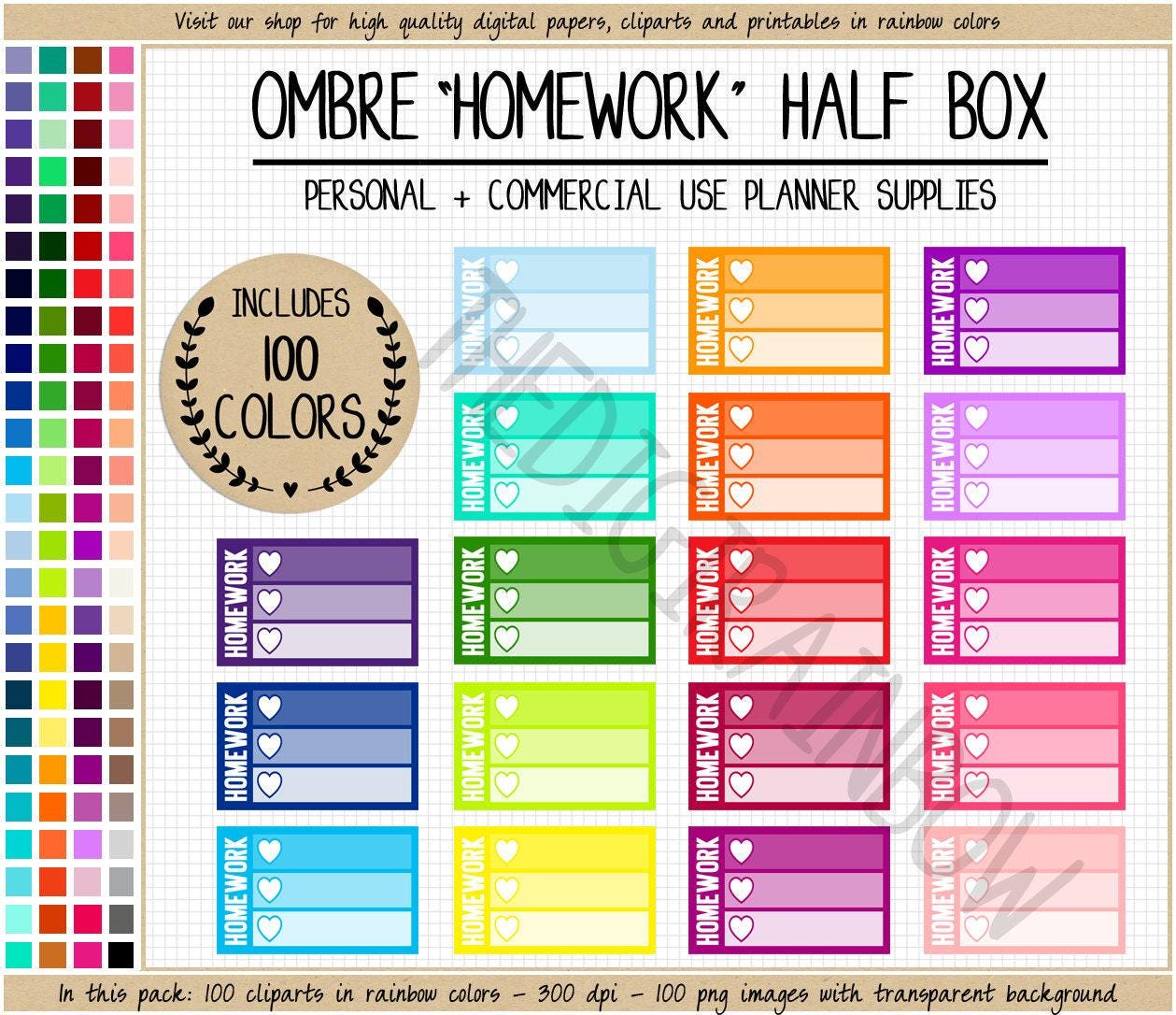 Homework Completeion Sticker SALE 100 HOMEWORK Box Sticker Assignment Sticker School Sticker Teacher ...
