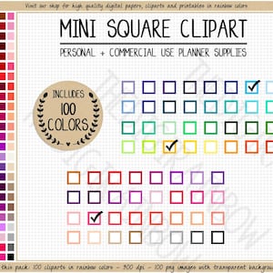 SALE 100 single checkbox sticker square checklist clipart box printable planner sticker rainbow Erin Condren Happy Planner COMMERCIAL USE