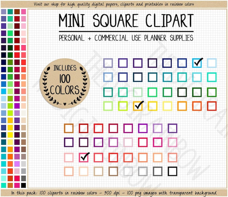 Sticker Chart Checkboxes SALE 100 Single Checkbox Sticker Square Checklist Clipart Box Printable ...