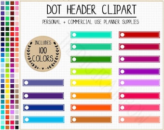 SALE 100 DOT HEADER planner stickers rainbow header clipart bright header sticker functional planner sticker Erin Condren printable sticker