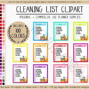 SALE 100 CLEANING LIST digital sticker weekly chores chart room tracker home rainbow printable sticker Erin Condren Goodnotes Happy planner