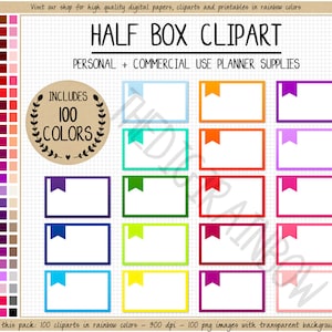 VERKOOP 100 geschetste halve doosstickers vlag afdrukbare digitale sticker regenboog eenvoudige doossticker schattig Erin Condren Goodnotes commerciële clipart