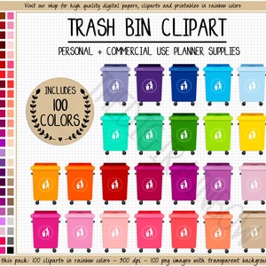 VERKOOP 100 prullenbak clipart vuilnis clipart huis klusjes clipart huis stickers schoonmaak planner stickers regenboog Erin Condren Happy planner