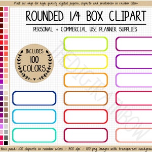 SALE 100 OUTLINE QUARTER Box Aufkleber bunter bunter Viertel Aufkleber abgerundete Box Aufkleber Regenbogen Erin Condren Goodnotes Aufkleber