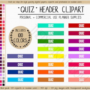 Verkauf 100 QUIZ HEADER Aufkleber Prüfung Test Schule Planer Aufkleber Schüler Lehrer Druckvorlage Aufkleber Regenbogen Planer Clipart Erin Condren