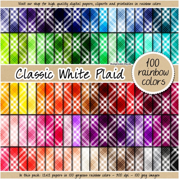 100 Tartan digitales Papier Regenbogen nahtlos Schottenkaro digitales Papier Karomuster Schottenkaro digitales Papier Hintergrund pastell neutral hell dunkel