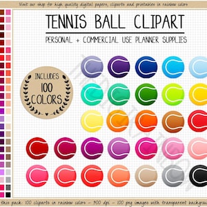 SALE 100 TENNIS BALL clipart rainbow tennis stickers sports printable stickers sports cliparts rainbow tennis ball fitness workout excercise image 1