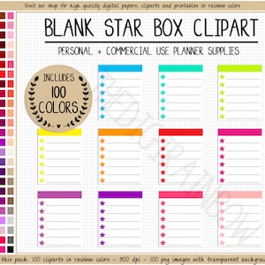 VERKOOP 100 sterren volledige doos planner sticker ster checklist regenboog digitale sticker bekleed volledige doos afdrukbare blanco sticker Goodnotes Erin Condren