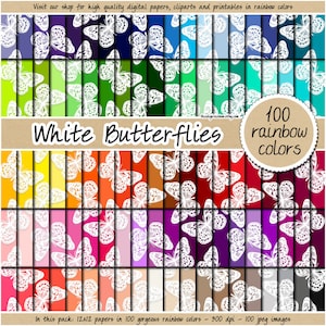 100 SEAMLESS butterfly digital paper romantic pattern rainbow princess background printable scrapbooking 12x12 pastel neutral bright dark