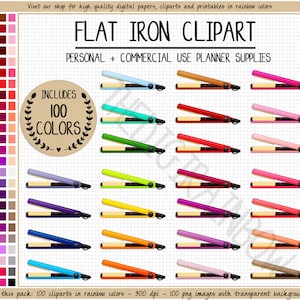 100 FLAT IRON clipart hair appointment planner sticker hair clipart flat iron sticker fashion printable planner sticker rainbow stickers