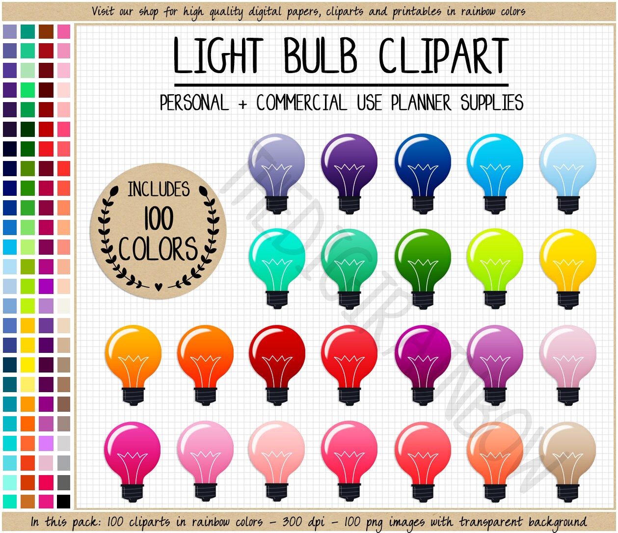 Download SALE 100 LIGHT BULB clipart rainbow planner stickers light ...
