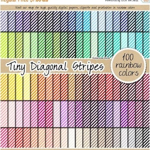 100 SEAMLESS diagonal stripe digital paper rainbow scrapbook paper striped pattern printable pastel clipart 12x12 background tileable